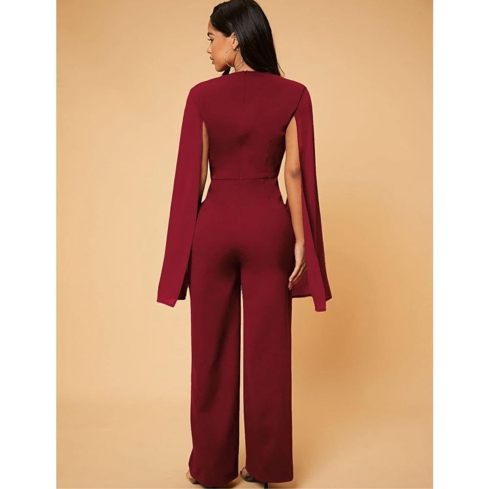 NEW Deep V Neck Split High Waist Jumpsuit Wide Leg Romper XL - Picture 2 of 6